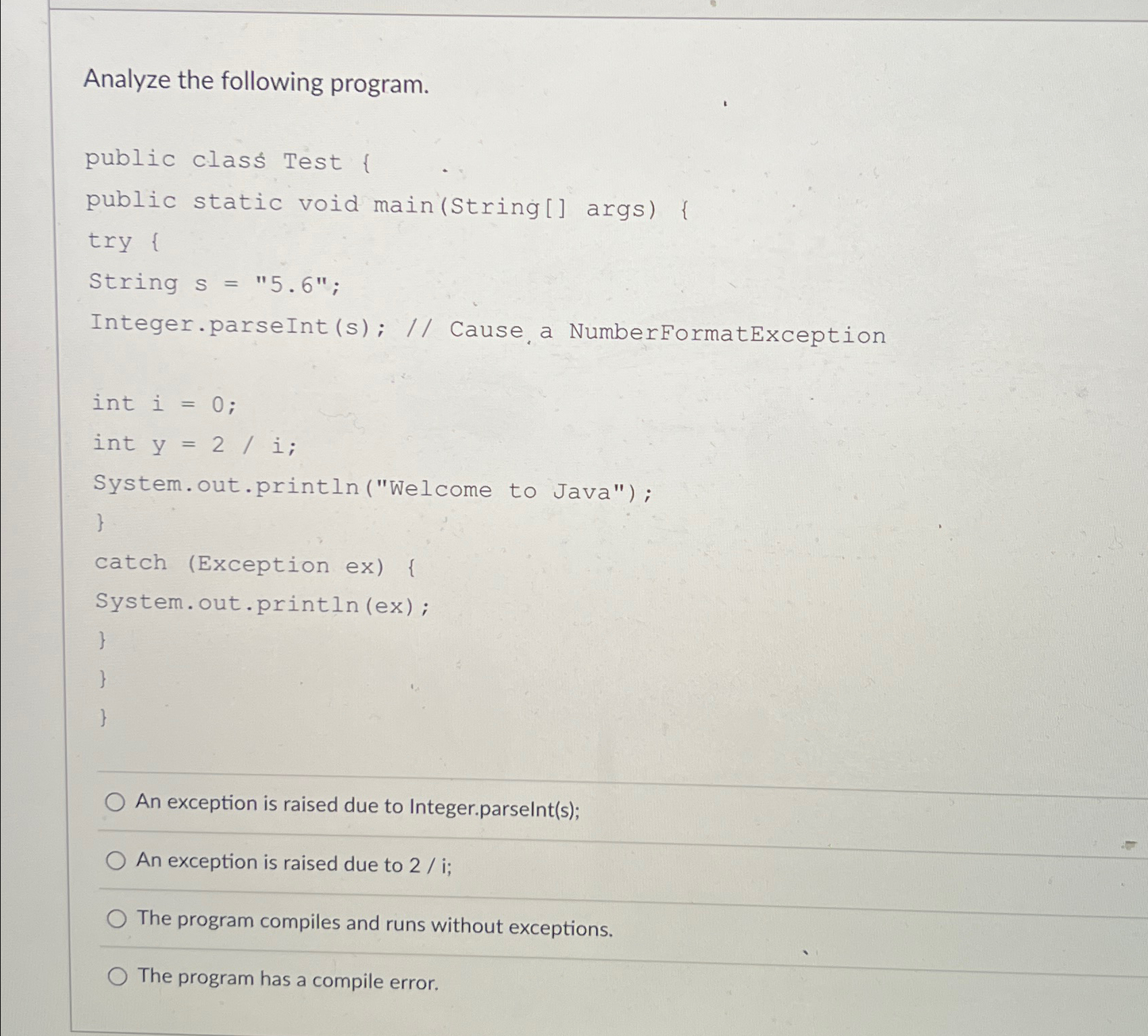 Solved Analyze the following program.public class Test | Chegg.com