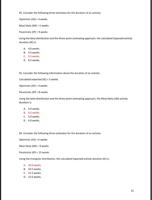 Solved 92. Consider The Following Three Estimates For The | Chegg.com