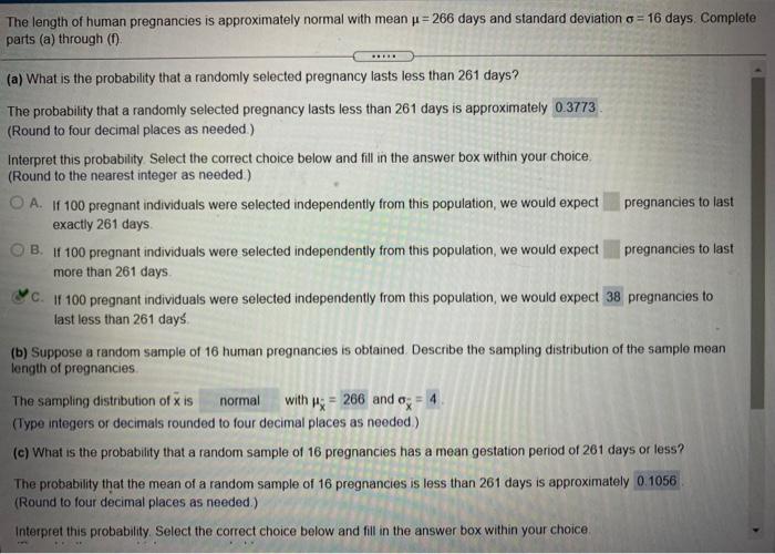 solved-the-length-of-human-pregnancies-is-approximately-chegg