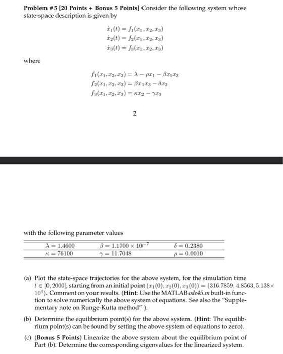 Solved Problem # 5 [20 Points + Bonus 5 Points] Consider The | Chegg.com