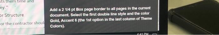 Solved Add a 2 1/4 pt Box page border to all pages in the | Chegg.com