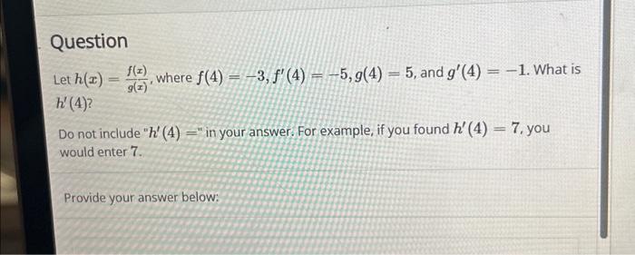 Solved Question Let H X F A Where F 4 −3 ƒ 4