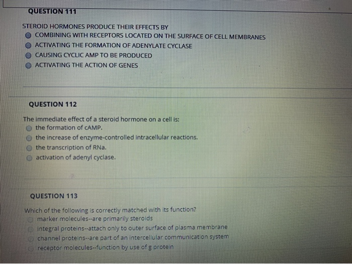 Solved QUESTION 111 STEROID HORMONES PRODUCE THEIR EFFECTS