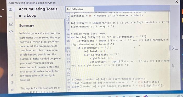 Solved Accumulating Totals In A Loop In Python | Chegg.com