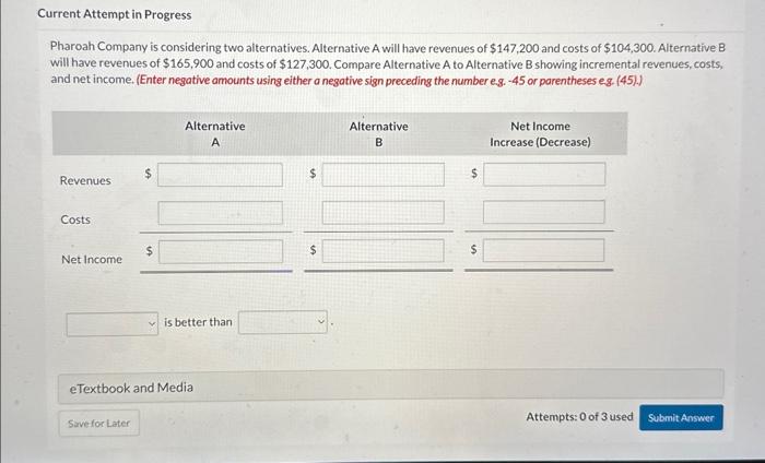 Solved Current Attempt in Progress Pharoah Company is | Chegg.com
