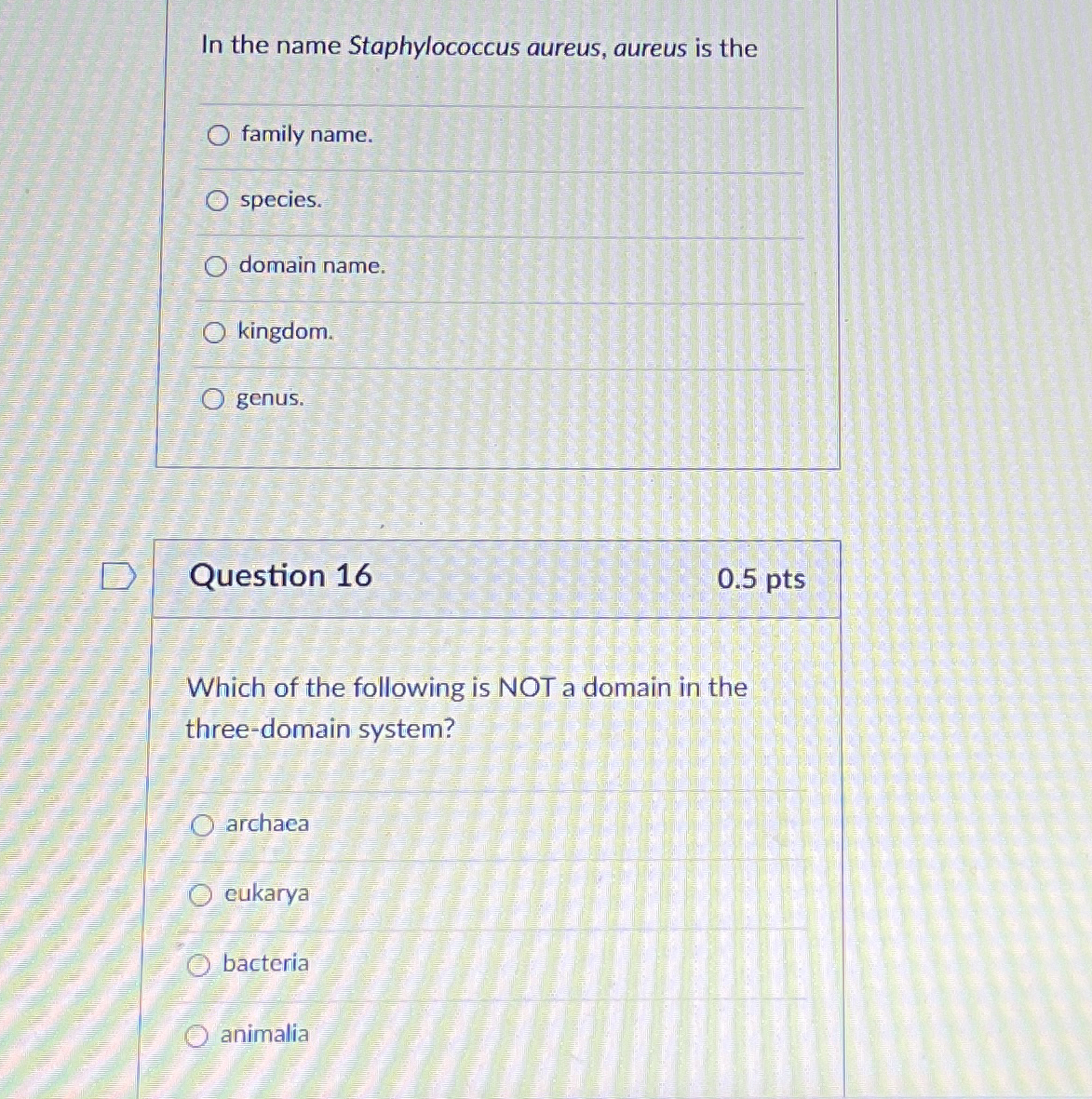 Solved In the name Staphylococcus aureus, aureus is