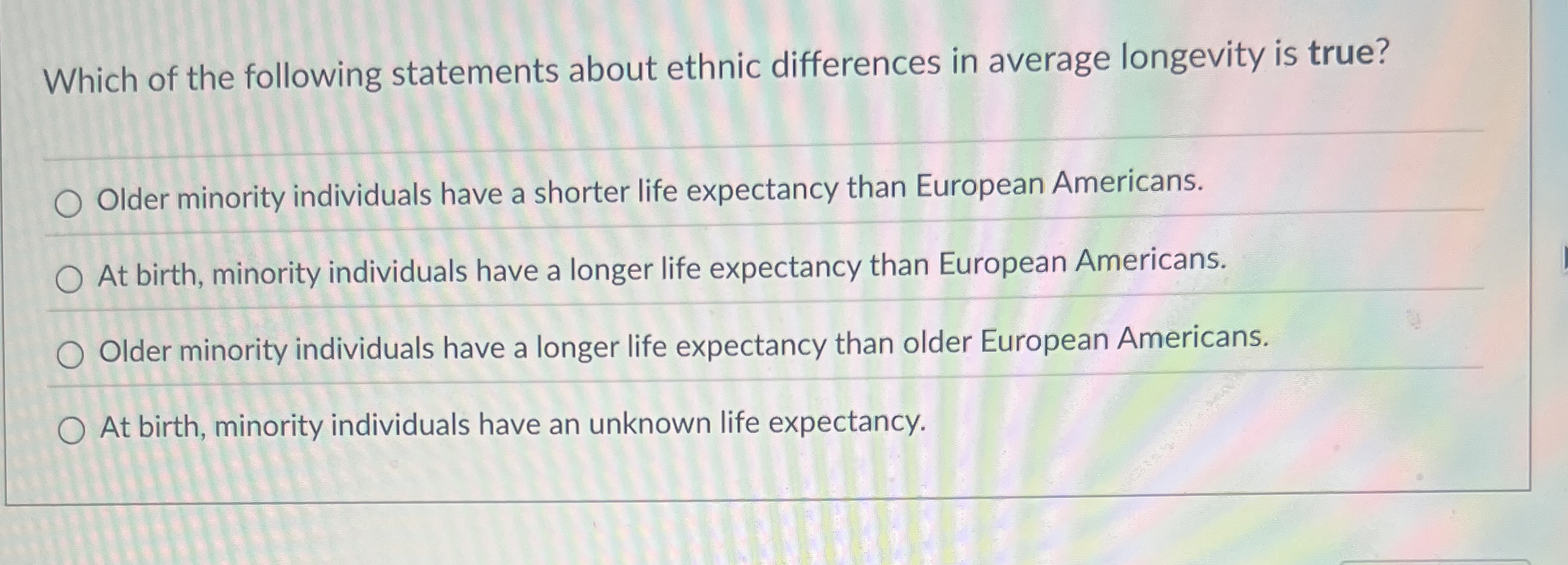 Solved Which of the following statements about ethnic | Chegg.com