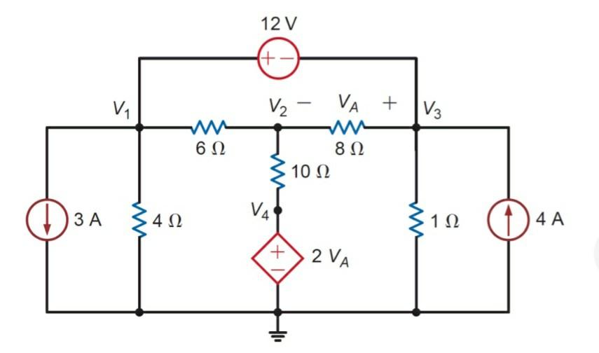 Solved Find the values of V1, V2, V3 and V4 in the circuit | Chegg.com