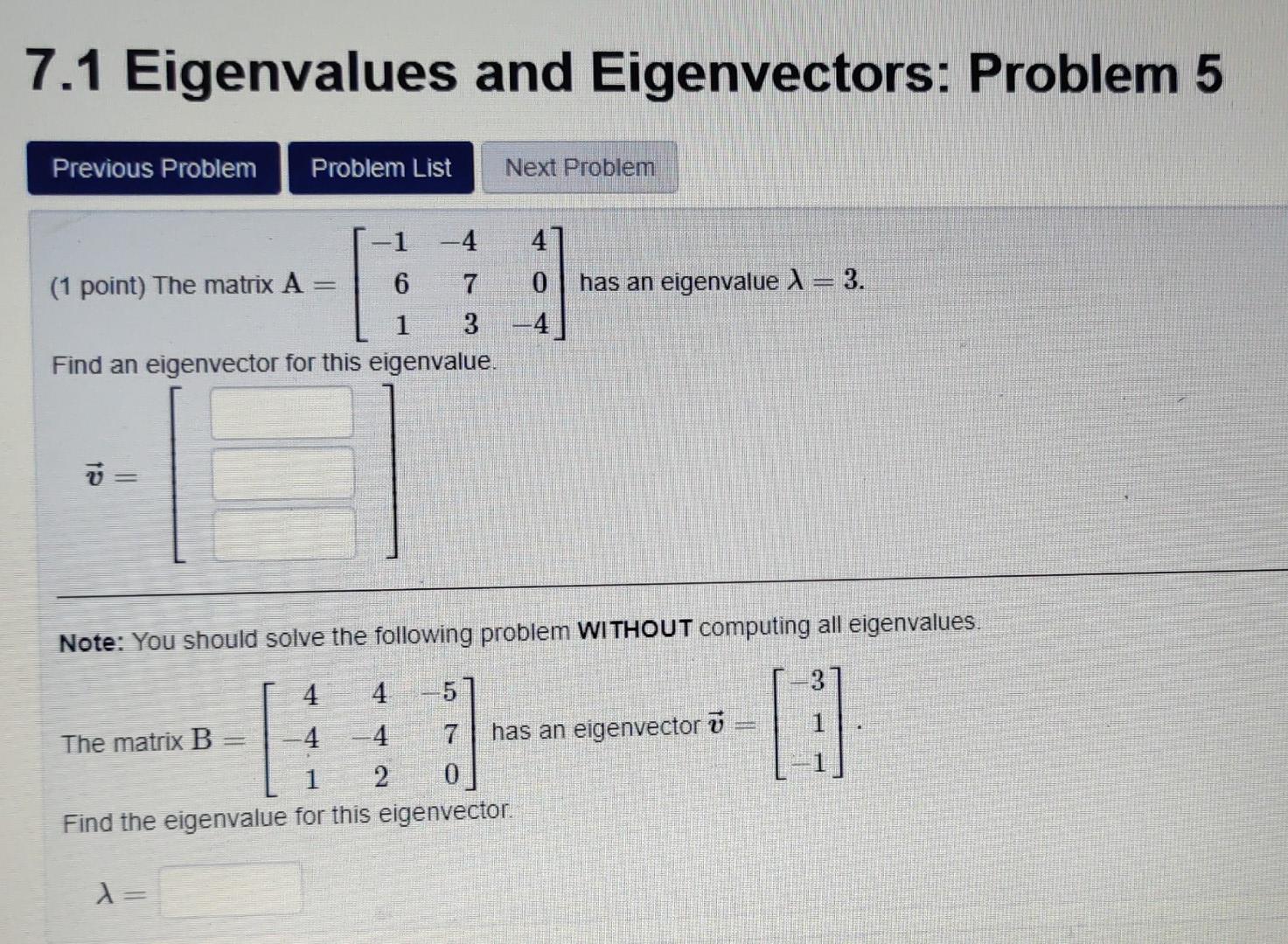 Solved (1 Point) Find The Eigenvalues L_ | Chegg.com