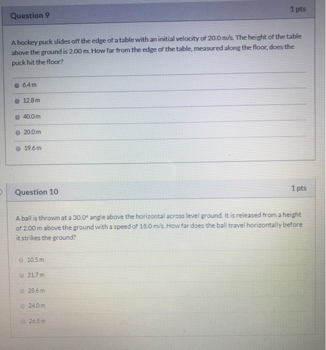 Solved Question 7 1 pts A hockey puck slides off the edge of