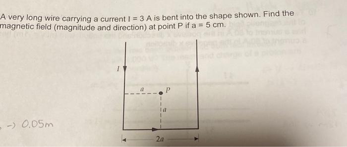 Solved very long wire carrying a current I=3 A is bent into | Chegg.com