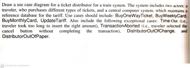 Solved Draw a use case diagram for a ticket distributor for | Chegg.com