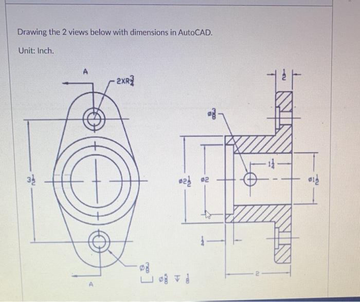 Solved Question 1 20 pts Drawing the 2 views below with | Chegg.com