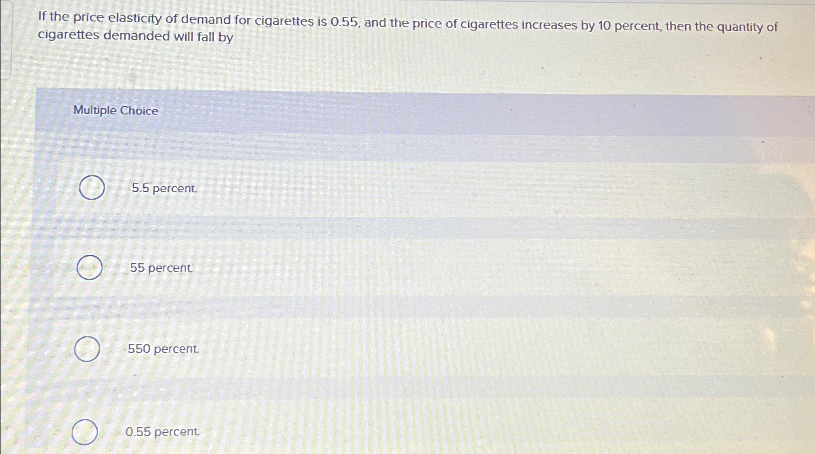 elasticity of demand for cigarettes Solved If the price elasticity of demand for cigarettes is