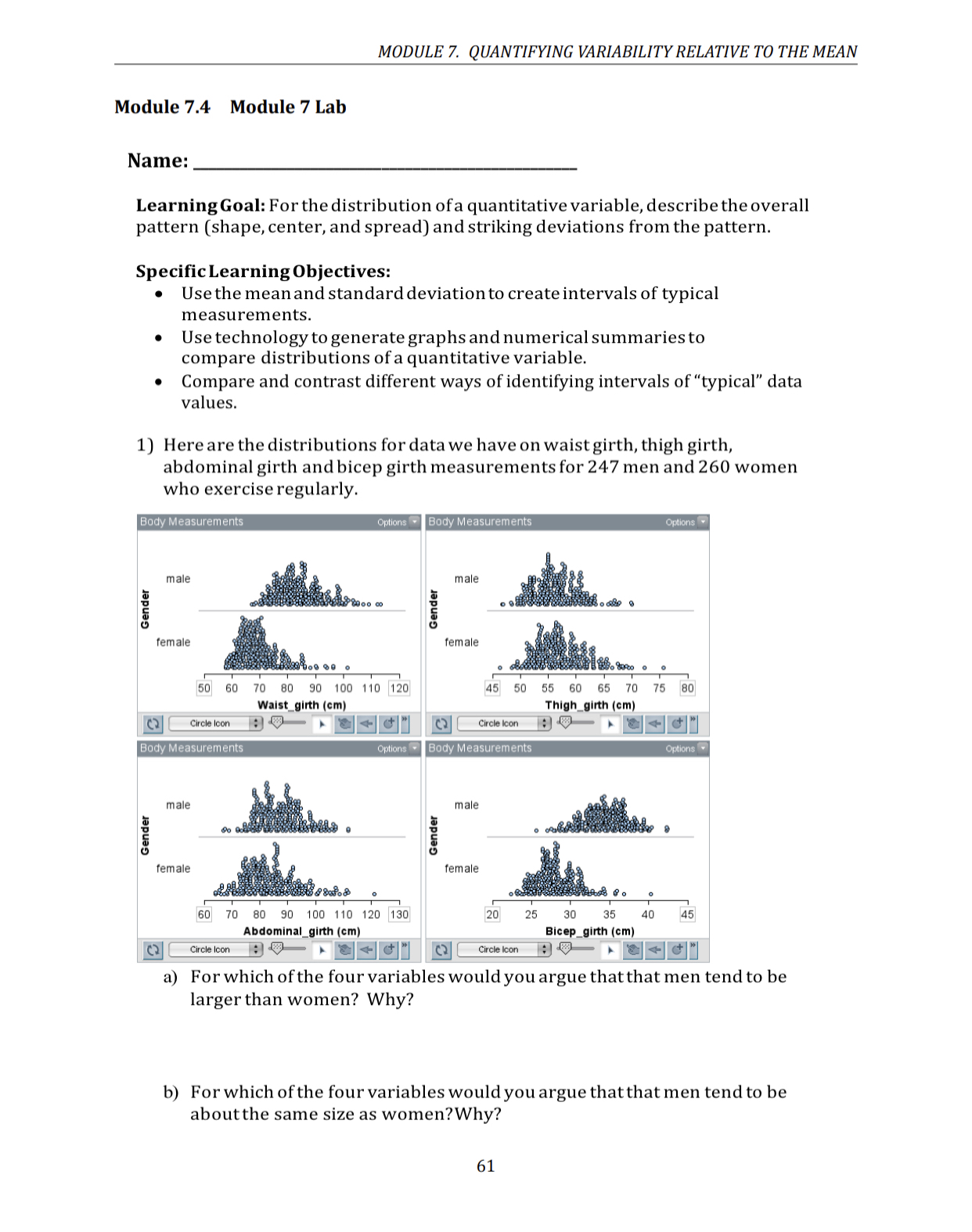 Solved MODULE 7. ﻿QUANTIFYING VARIABILITY RELATIVE TO THE | Chegg.com