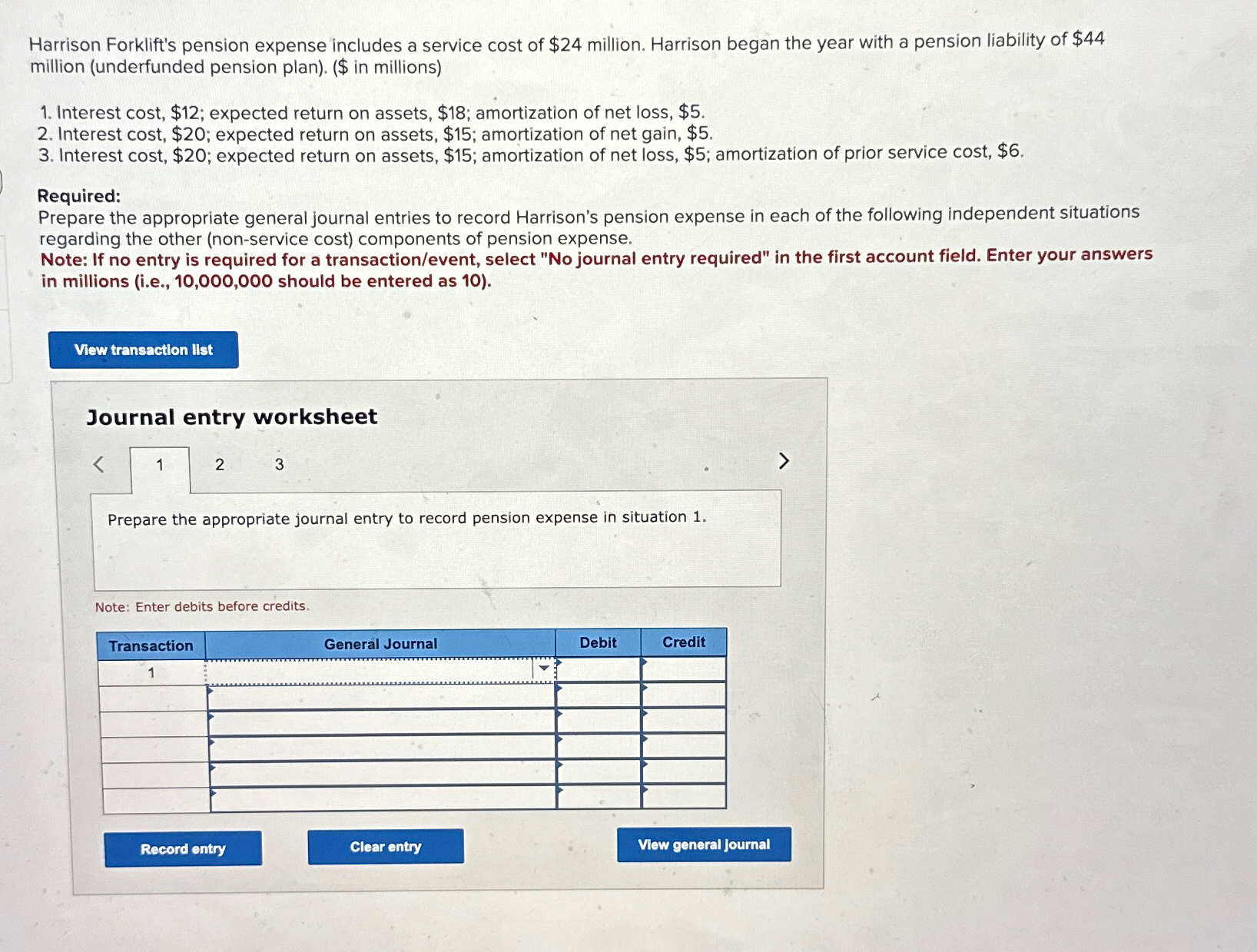 Solved Harrison Forklift's Pension Expense Includes A | Chegg.com