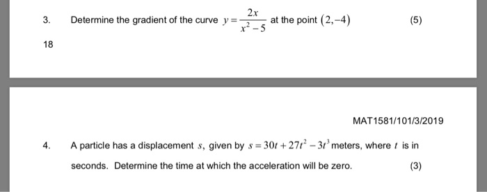 Solved 3. Determine the gradient of the curve y=- - at the | Chegg.com