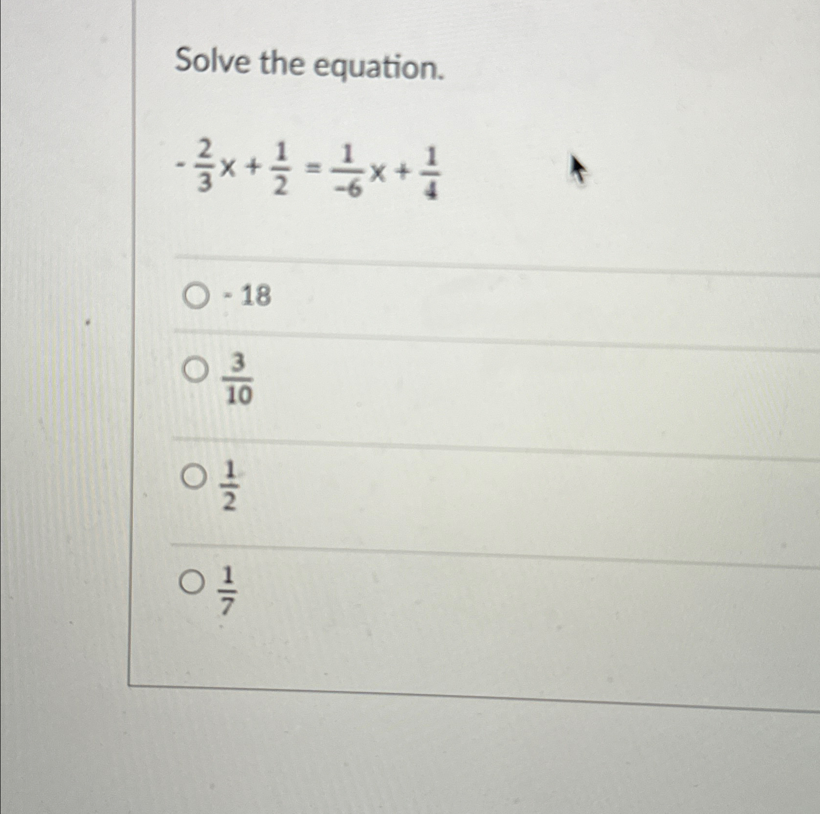 1 3 18 12x )= 6 2x 7