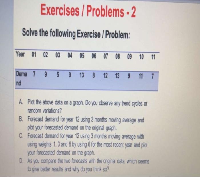 Solved Exercises/Problems-2 Solve the following | Chegg.com