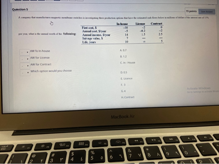 Solved Question 5 15 points Save Answer A company that | Chegg.com