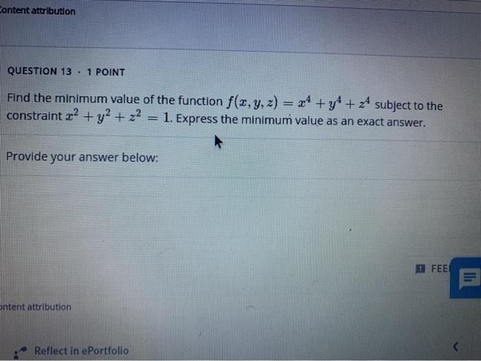 Solved 13. Find the minimum value of the function | Chegg.com