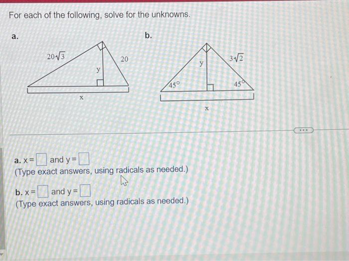 Solved For Each Of The Following, Solve For The Unknowns. A. | Chegg.com