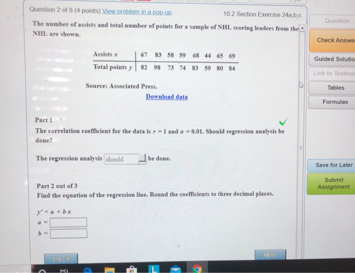 Solved Question 2 of 8 (4 points) View problem in a pop-up | Chegg.com