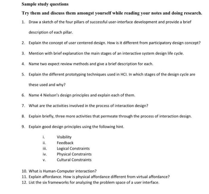 Solved Sample study questions Try them and discuss them | Chegg.com
