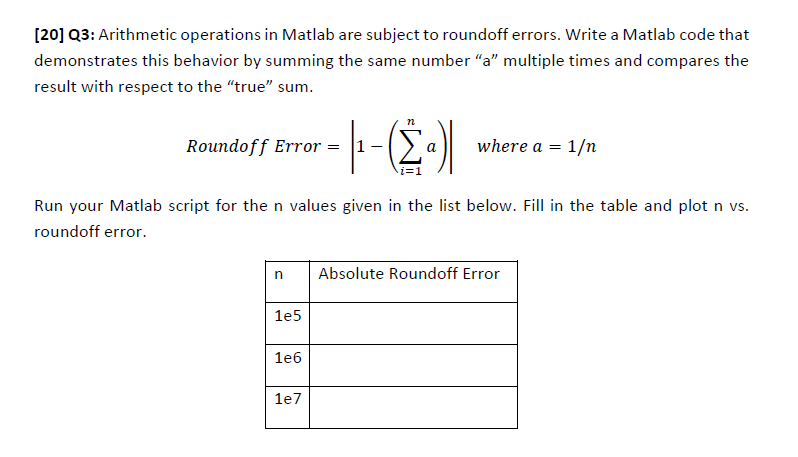 Solved [20] ﻿Q3: Arithmetic operations in Matlab are subject | Chegg.com