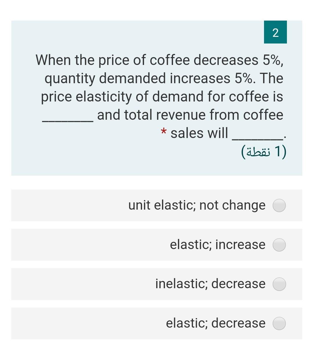 Solved 2 When the price of coffee decreases 5, quantity