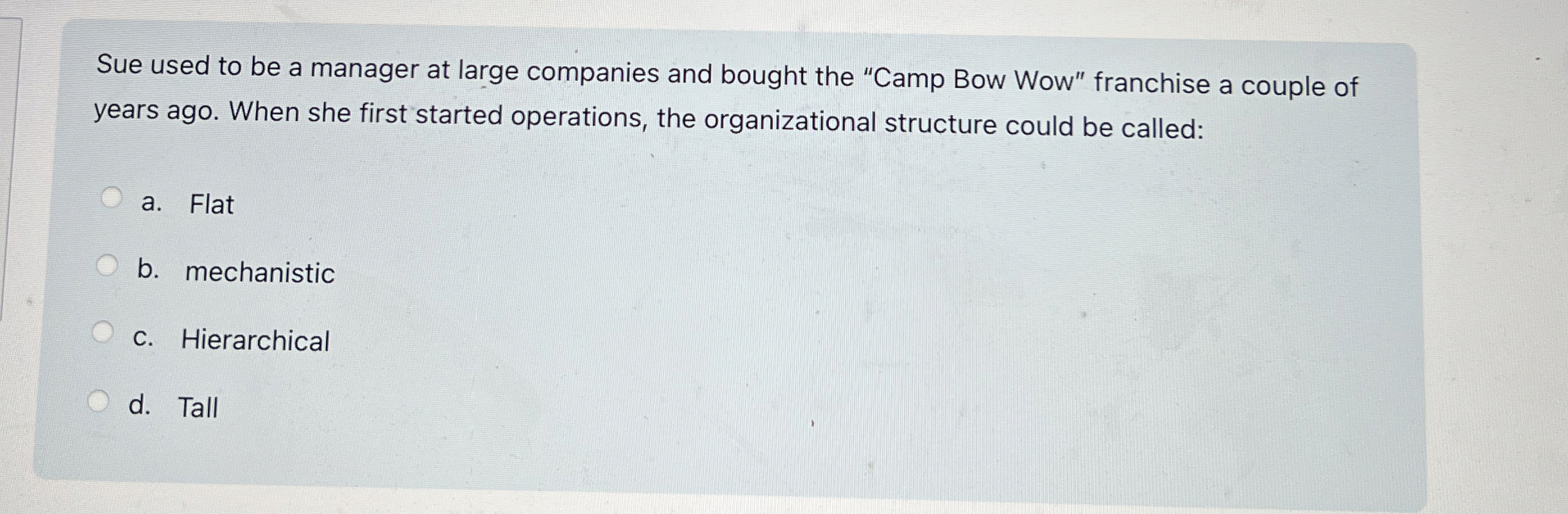 Solved Sue used to be a manager at large companies and | Chegg.com
