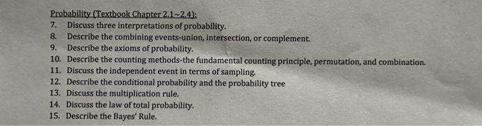 Solved Probability (Textbook Chapter 2,1 2,4): 7. Discuss | Chegg.com