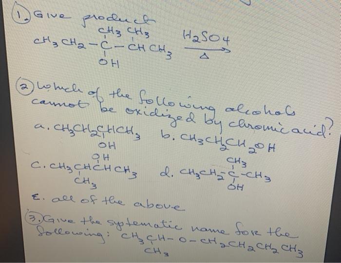 Solved H2SO4 ct's Cha-C- CH CH₃ Give product CH3 CH₃ OH | Chegg.com