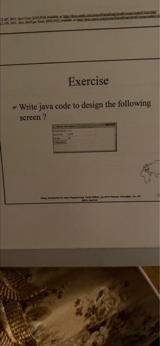 Exercise Write java code to design the following | Chegg.com