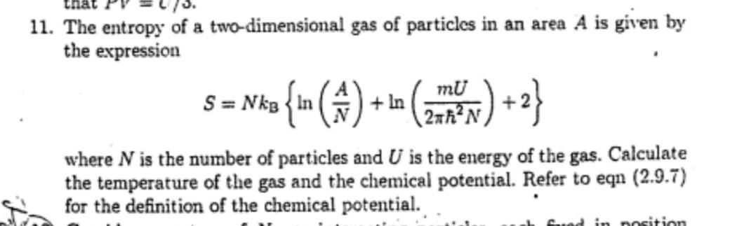 Solved 1. The entropy of a two-dimensional gas of particles | Chegg.com