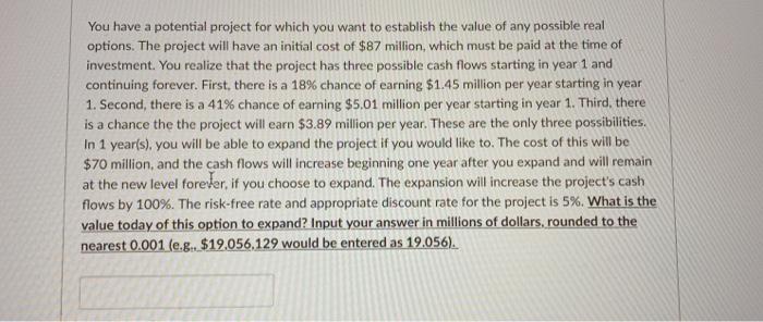 solved-you-have-a-potential-project-for-which-you-want-to-chegg