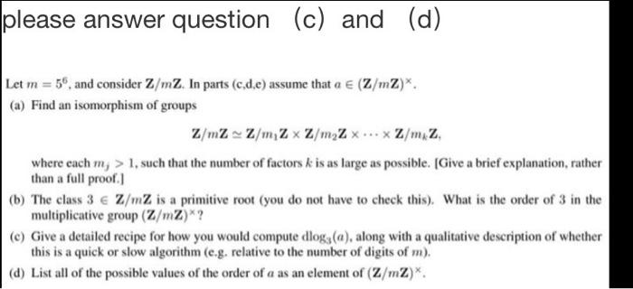 Please Answer Question C And D Let M 56 And Chegg Com