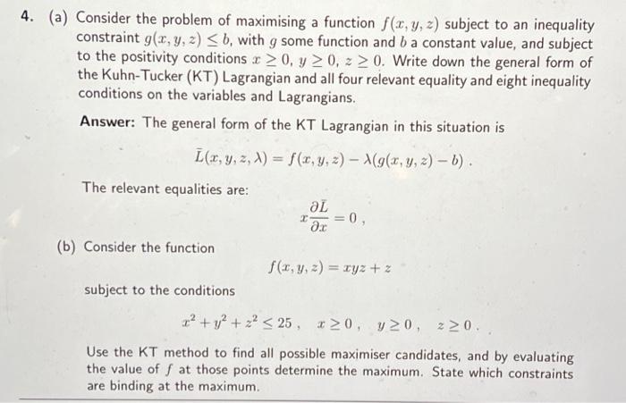 (a) Consider the problem of maximising a function ( | Chegg.com