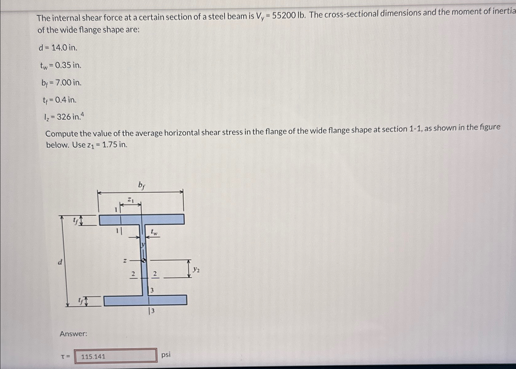 Solved The internal shear force at a certain section of a | Chegg.com