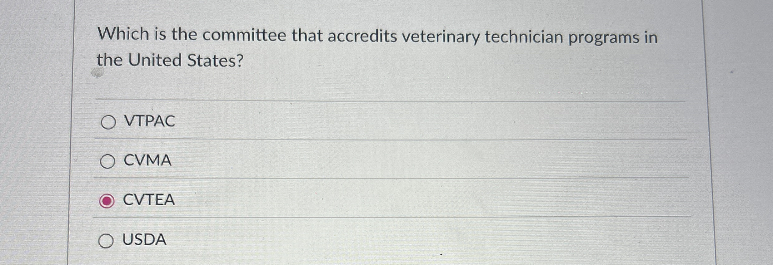 Solved Which is the committee that accredits veterinary | Chegg.com