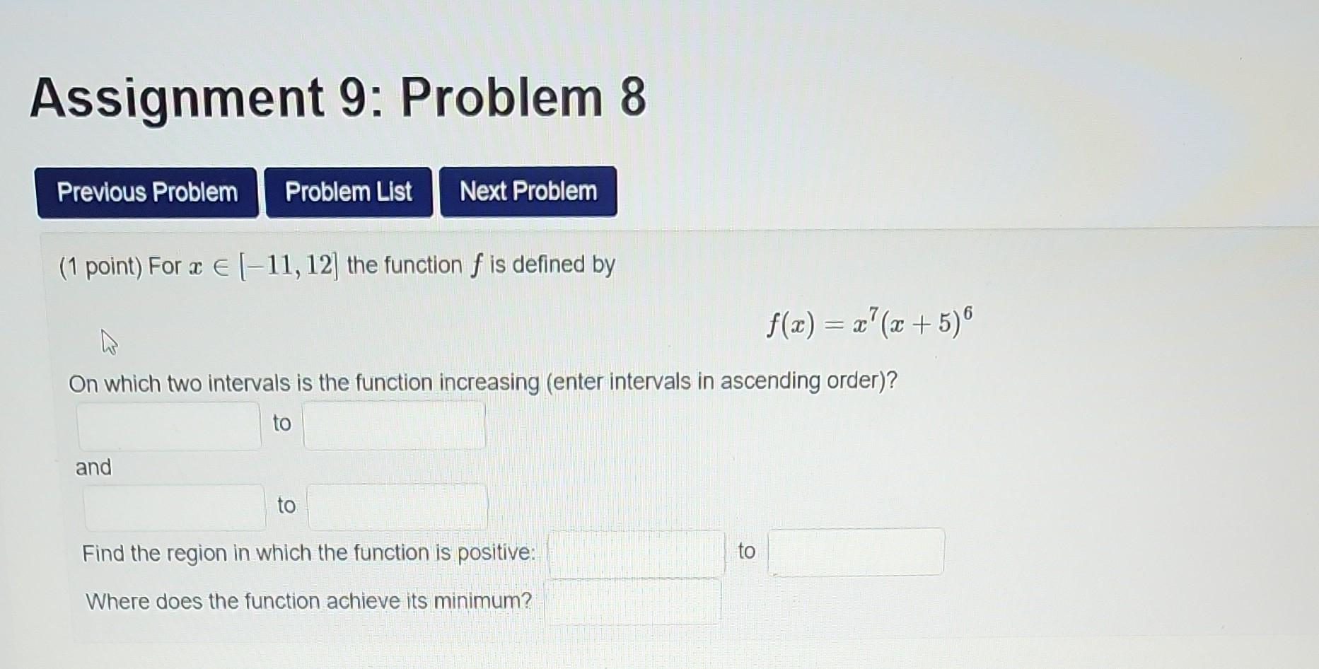 Solved (1 point) For x∈[−11,12] the function f is defined by | Chegg.com