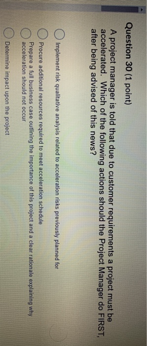Solved Question 27 (1 point) A Project Manager is conducting | Chegg.com
