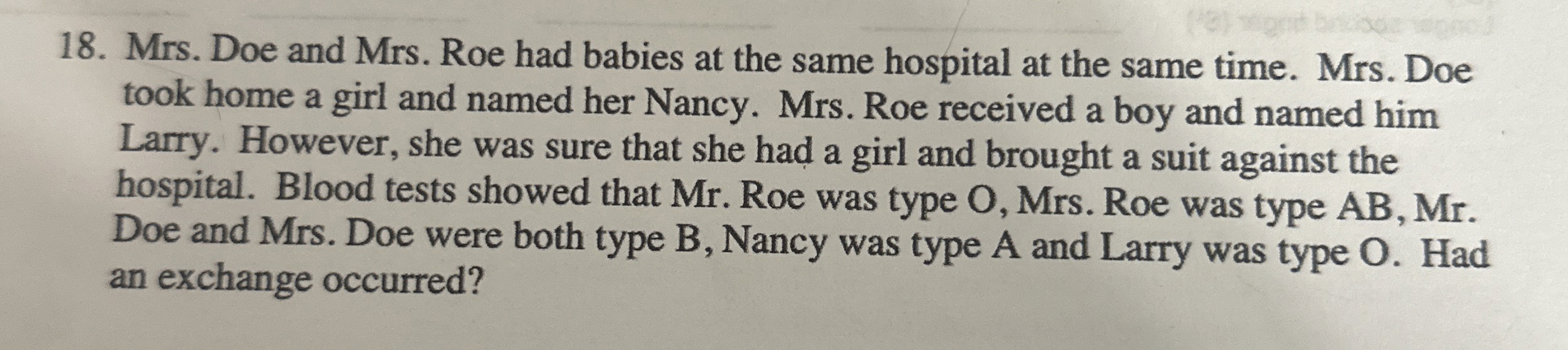 High Quality SOLUTION Mrs. ﻿Doe and Mrs. ﻿Roe had babies at the same ...