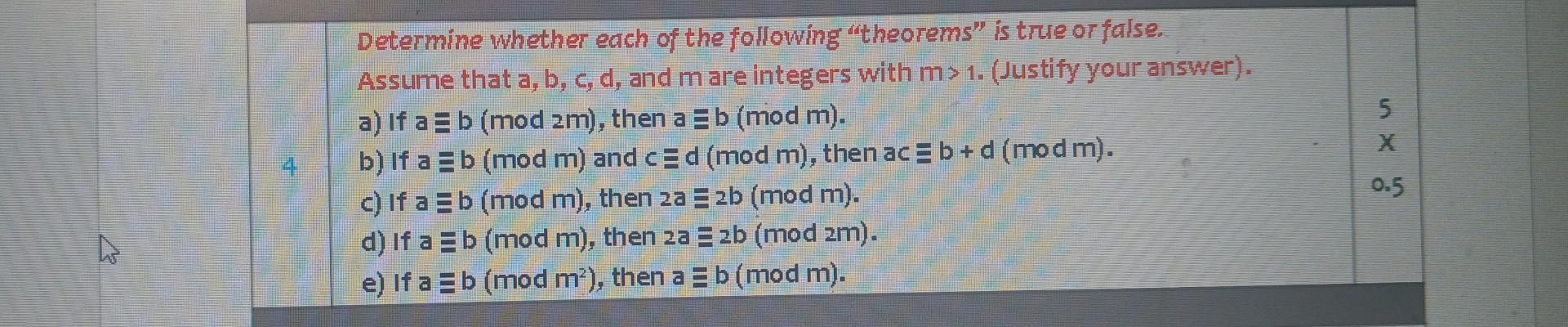 Solved Determine Whether Each Of The Following "theorems" Is | Chegg.com