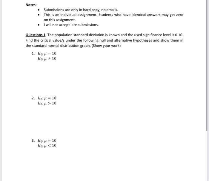 Solved Notes: - Submissions are only in hard copy, no | Chegg.com