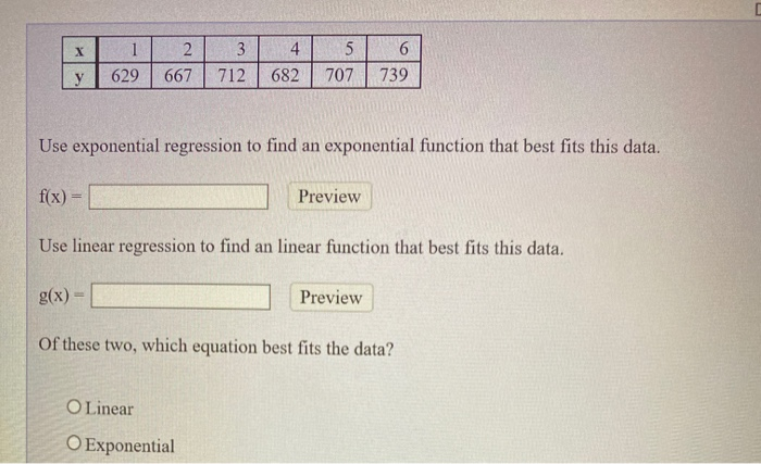 Solved Use Regression To Find An Exponential Equation That 6414