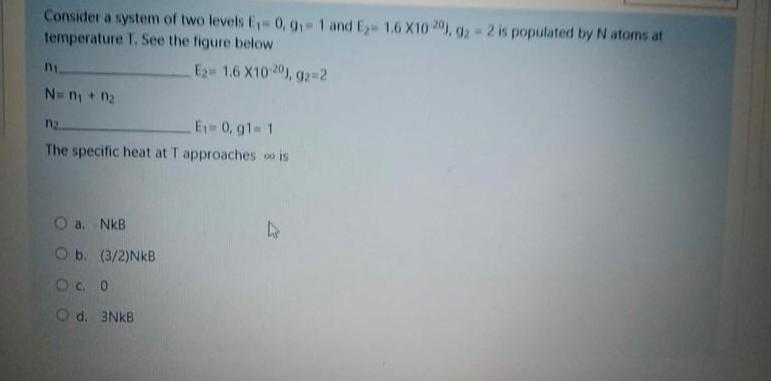Solved ni Consider a system of two levels t-00,- 1 and E - | Chegg.com