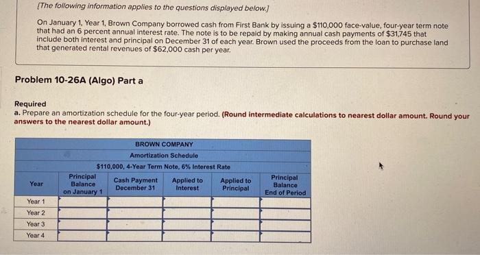Solved On January 1, Year 1, Brown Company Borrowed Cash | Chegg.com