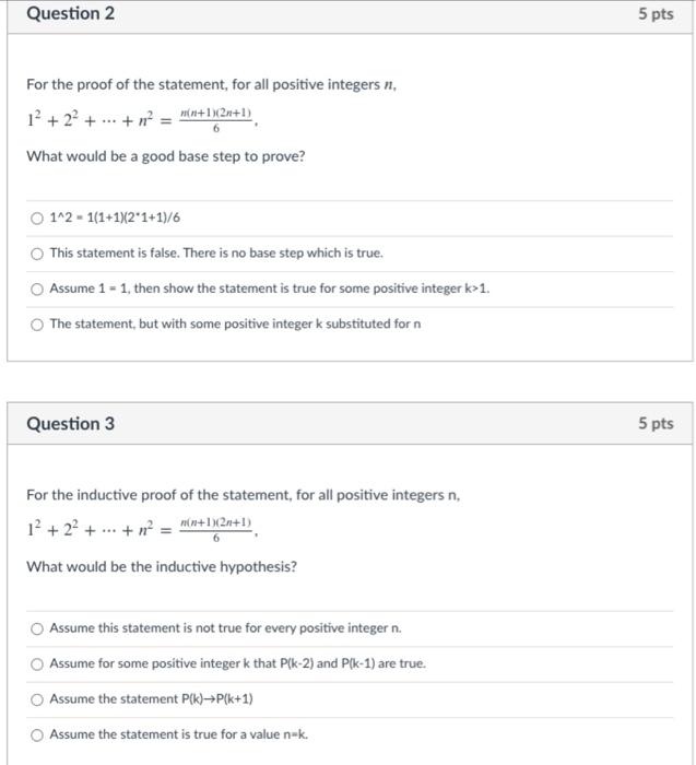 Solved Question 2 5 pts For the proof of the statement, for | Chegg.com