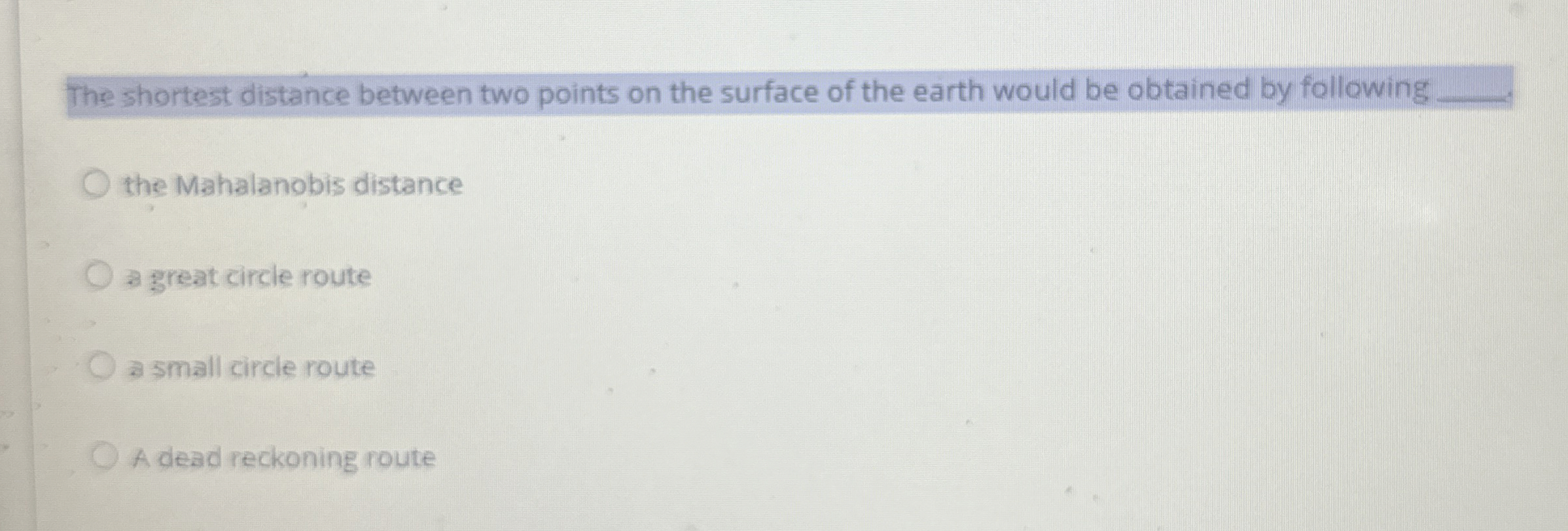 Solved The shortest distance between two points on the | Chegg.com